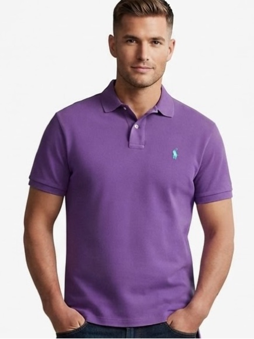 Polo Ralph Lauren Purple Classic Mesh Cotton Polo Shirt Men’s XXL Vintage